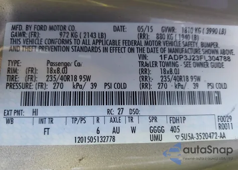 2015 Ford Focus Titanium from USA, damaged, VIN 1FADP3J23FL304788